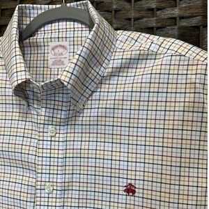 Brooks Brothers Button Down Dress Shirt Men's L Check multi color